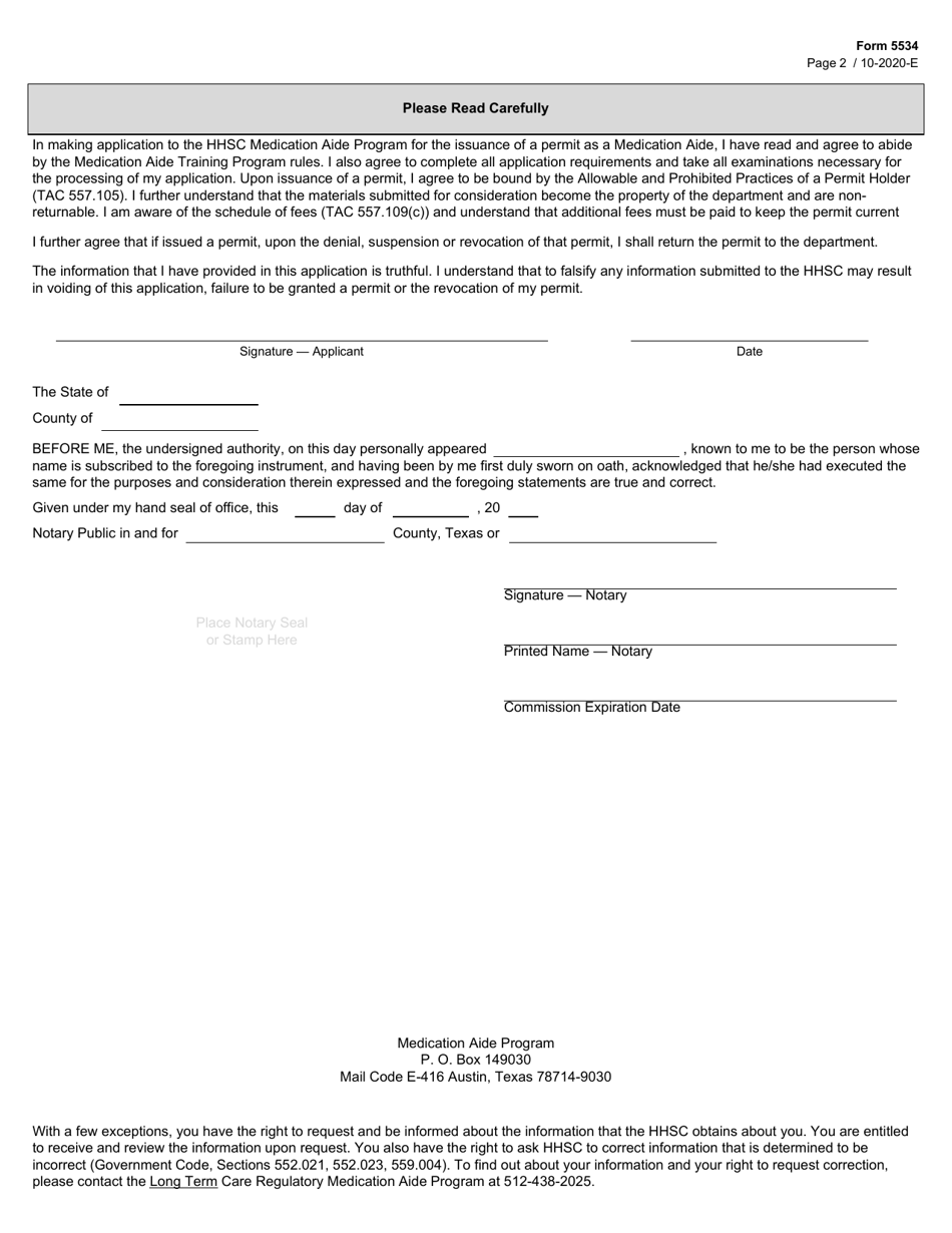 Form 5534 - Fill Out, Sign Online and Download Fillable PDF, Texas ...