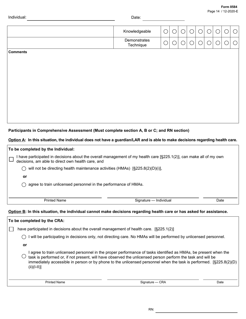 Form 8584 Comprehensive Nursing Assessment - Texas, Page 14