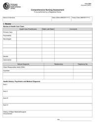 Form 8584 Comprehensive Nursing Assessment - Texas