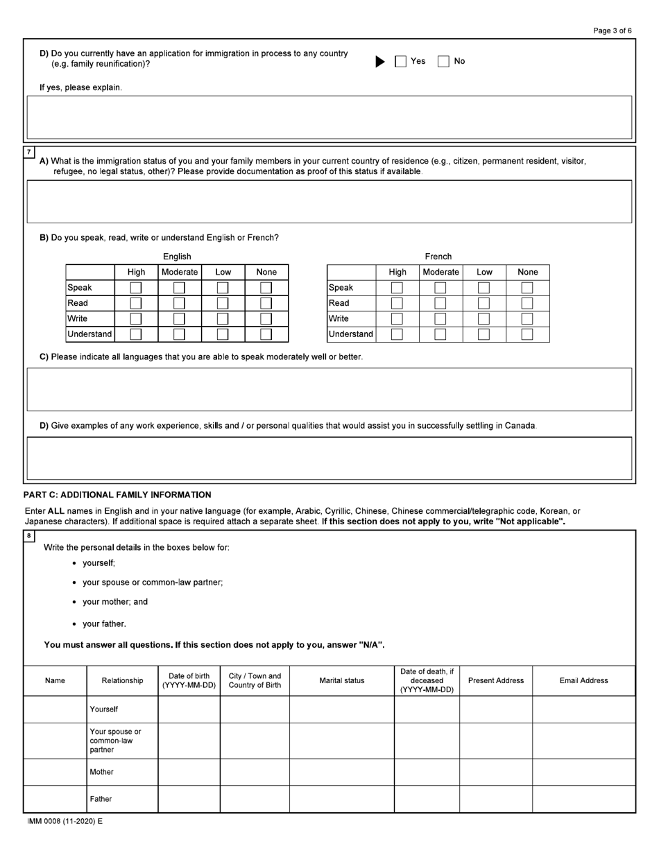 Form IMM0008 Schedule 2 Refugees Outside Canada - Canada, Page 3