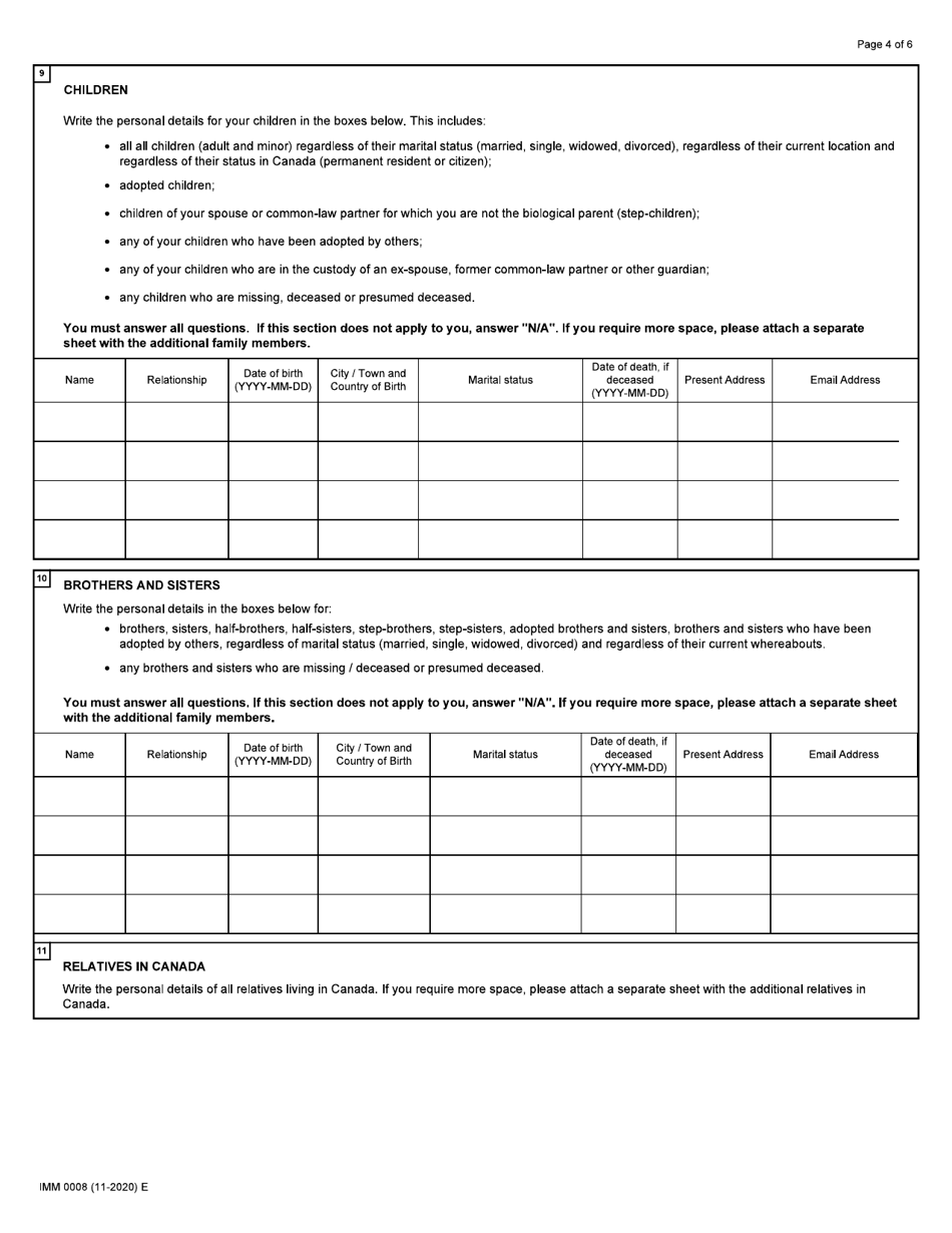 Form IMM0008 Schedule 2 Refugees Outside Canada - Canada, Page 4