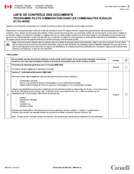 Document preview: Forme IMM5987 Liste De Controle DES Documents: Programme Pilote D'immigration Dans Les Communautes Rurales Et Du Nord - Canada (French)