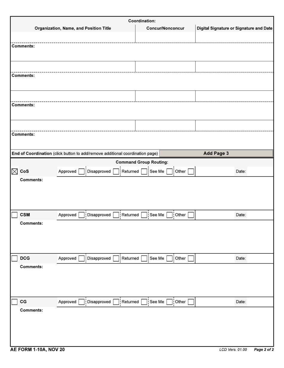 AE Form 1-10A Download Fillable PDF or Fill Online Staff Action Summary ...