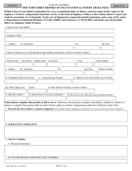 Document preview: Form 5021 Doctor's First Report of Occupational Injury or Illness - California