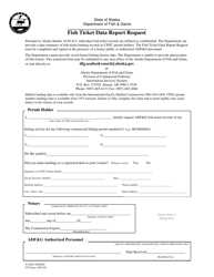 CF Form 1100-541 &quot;Fish Ticket Data Report Request&quot; - Alaska