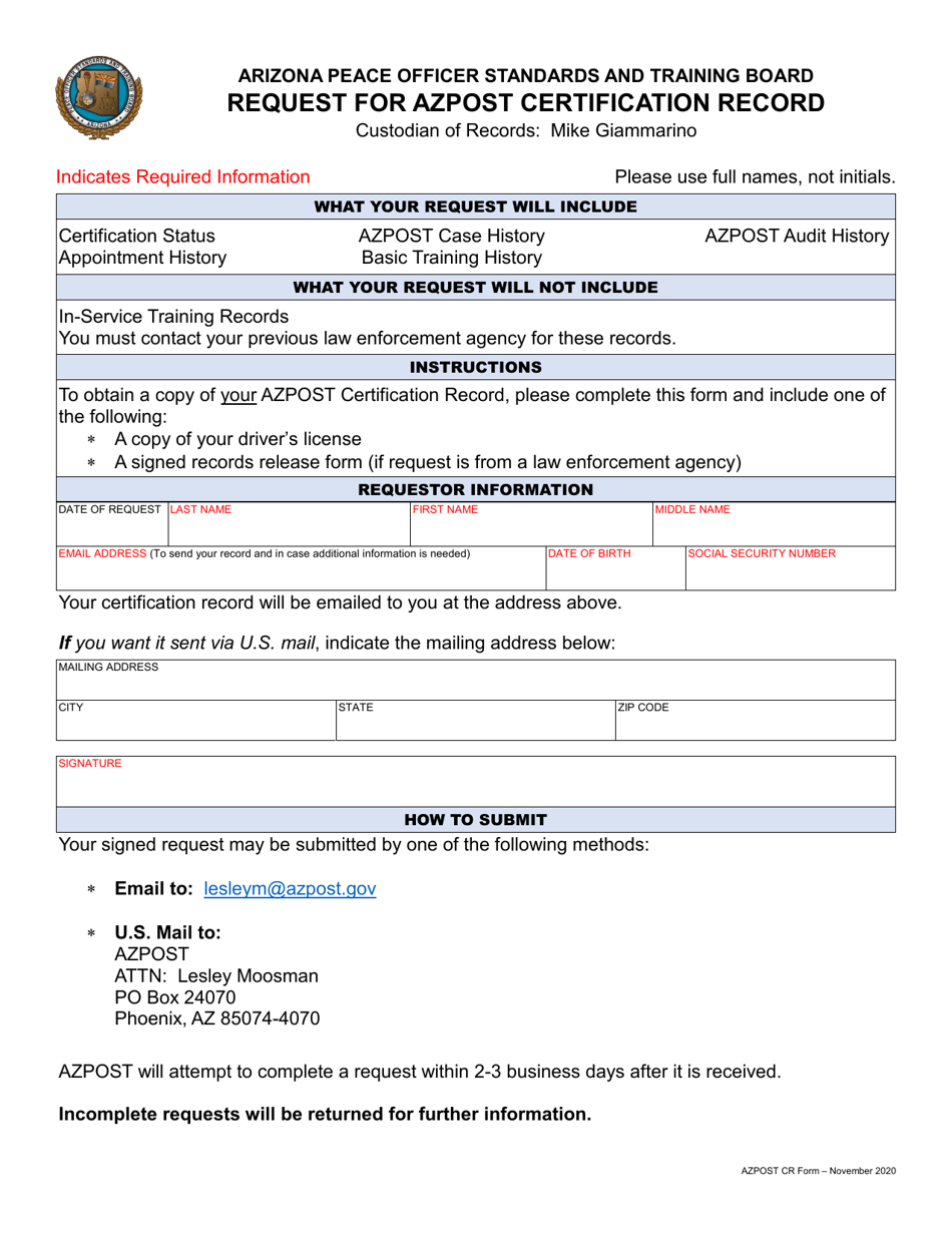 Azpost Sign In Roster Form.pdf AZPOST Form CR - Fill Out, Sign Online and Download Fillable PDF ...