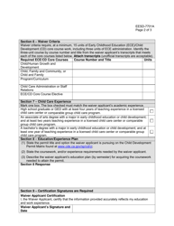 Form EESD-7701A Site Supervisor or Program Director Staffing Qualifications Waiver Request - California, Page 2
