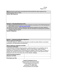 Form EESD-7701B Site Supervisor or Program Director Staffing Qualifications Waiver Extension Request - California, Page 2