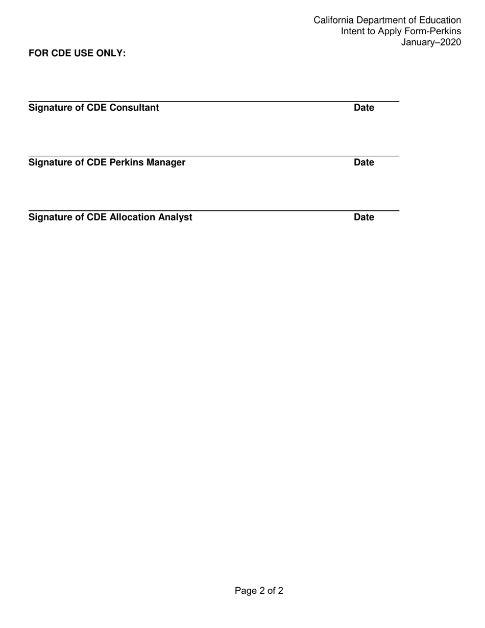 Intent to Apply - Strengthening Career and Technical Education for the 21st Century Act (Perkins) - California, Page 2