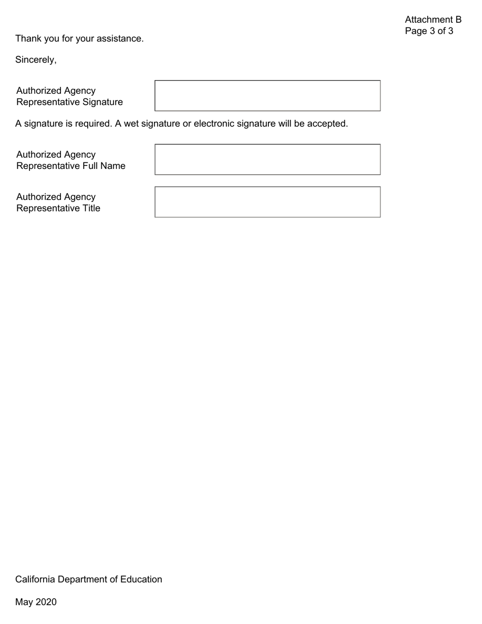 Attachment B Request to Release a Voluntary Temporary Transfer of the California Department of Education (Cde) Contract Funds - California, Page 3