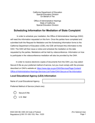 Scheduling Information for Mediation of State Complaint - California