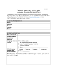 &quot;Language Services Complaint Form&quot; - California