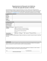Formato De Queja Del Acceso a Idiomas - California (Spanish)