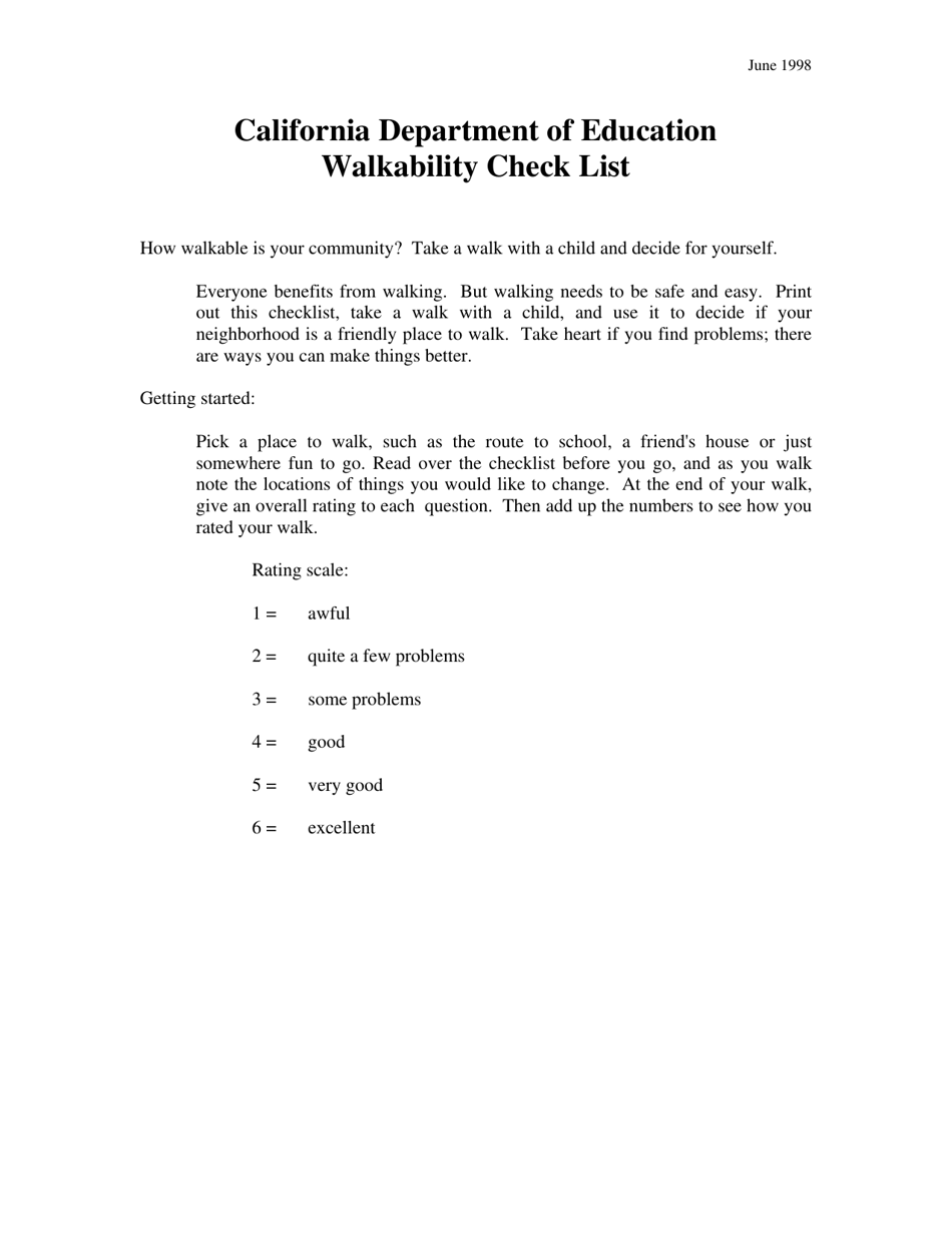 Walkability Check List - California, Page 1
