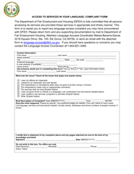 Document preview: Access to Services in Your Language: Complaint Form - California