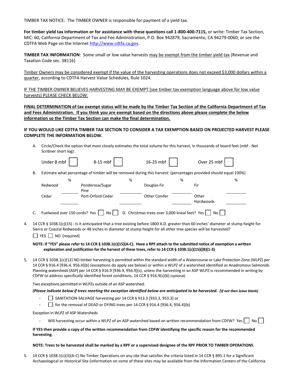 Form RM-73 (1038(E)) Oak Woodland Restoration Exemption Form - California, Page 2