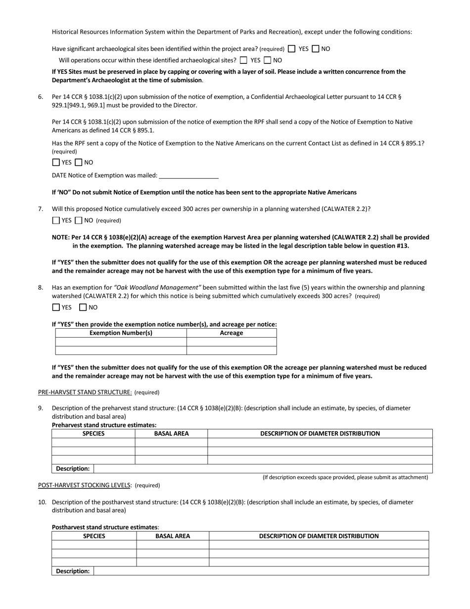 Form RM-73 (1038(E)) Oak Woodland Restoration Exemption Form - California, Page 3