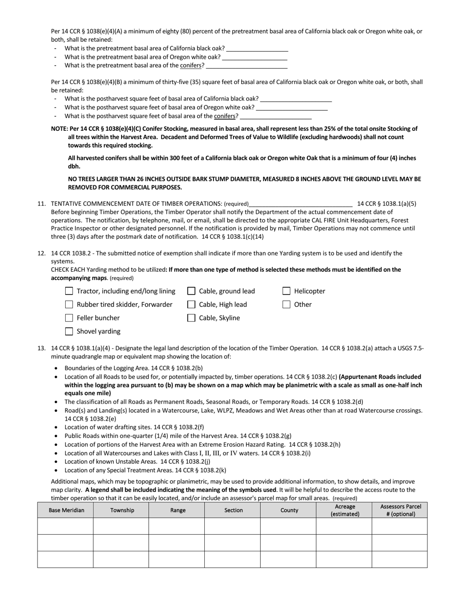 Form RM-73 (1038(E)) Oak Woodland Restoration Exemption Form - California, Page 4