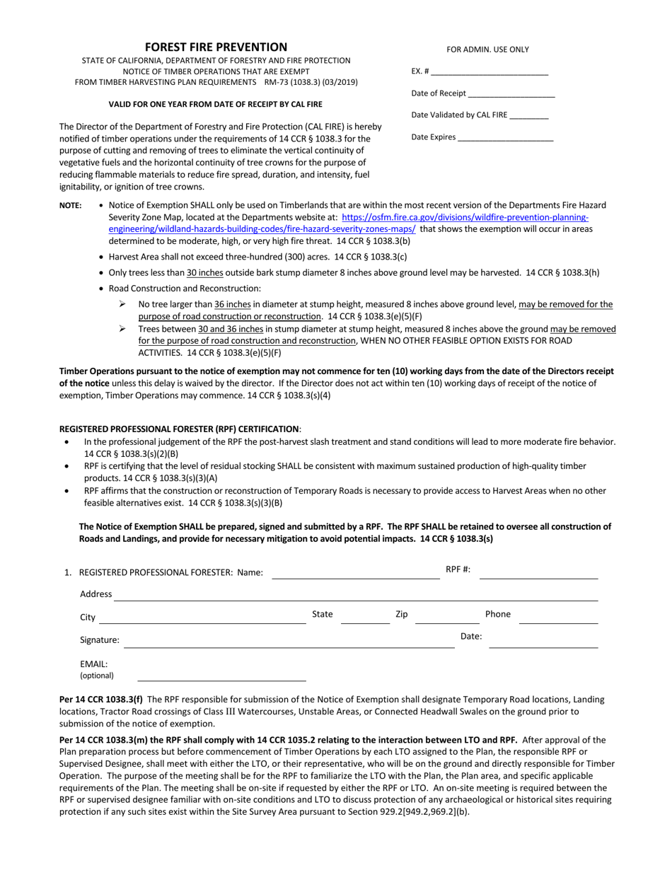 Forest Fire Prevention Exemption - California, Page 1