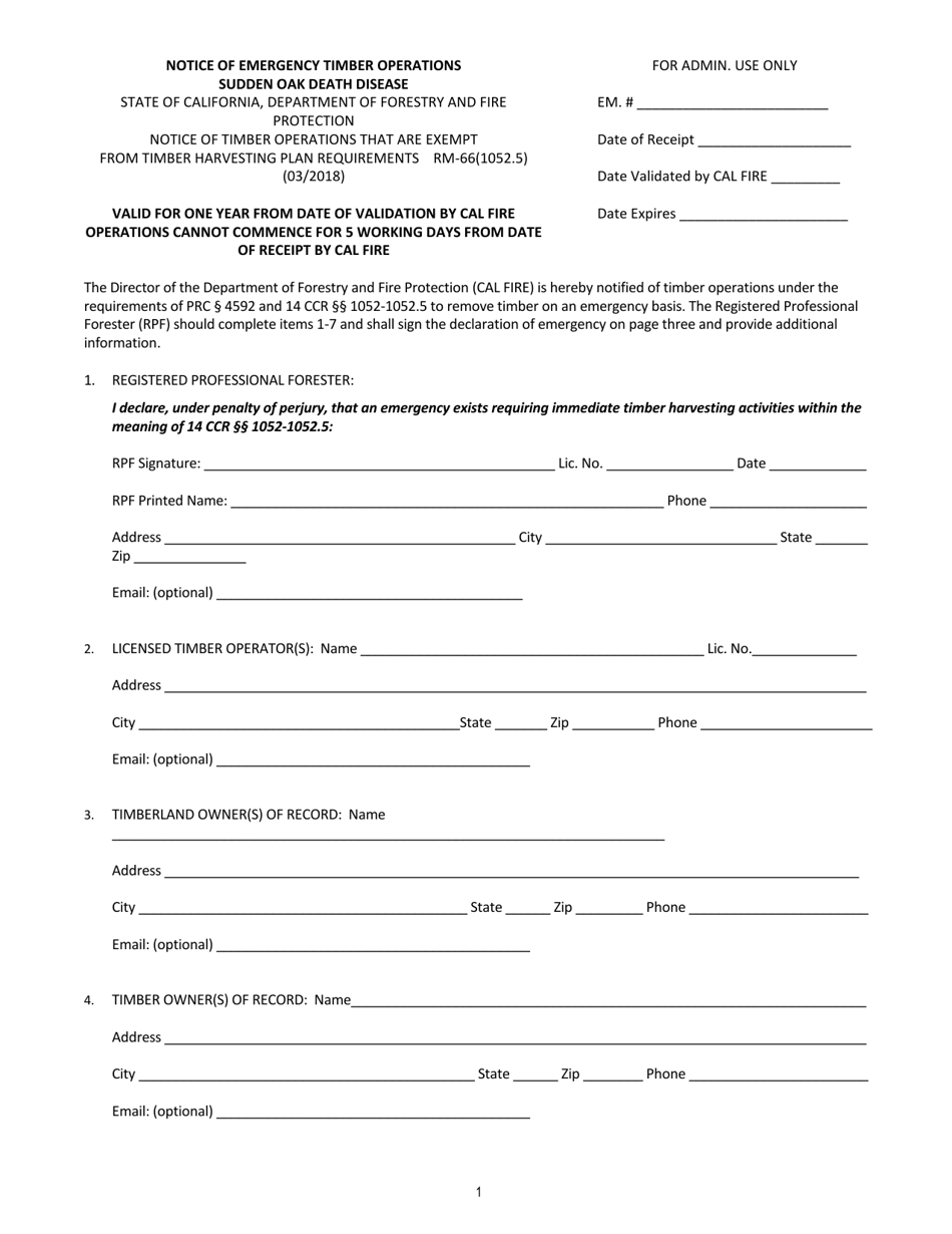 Notice of Emergency Timber Operations - Sudden Oak Death Disease - California, Page 1