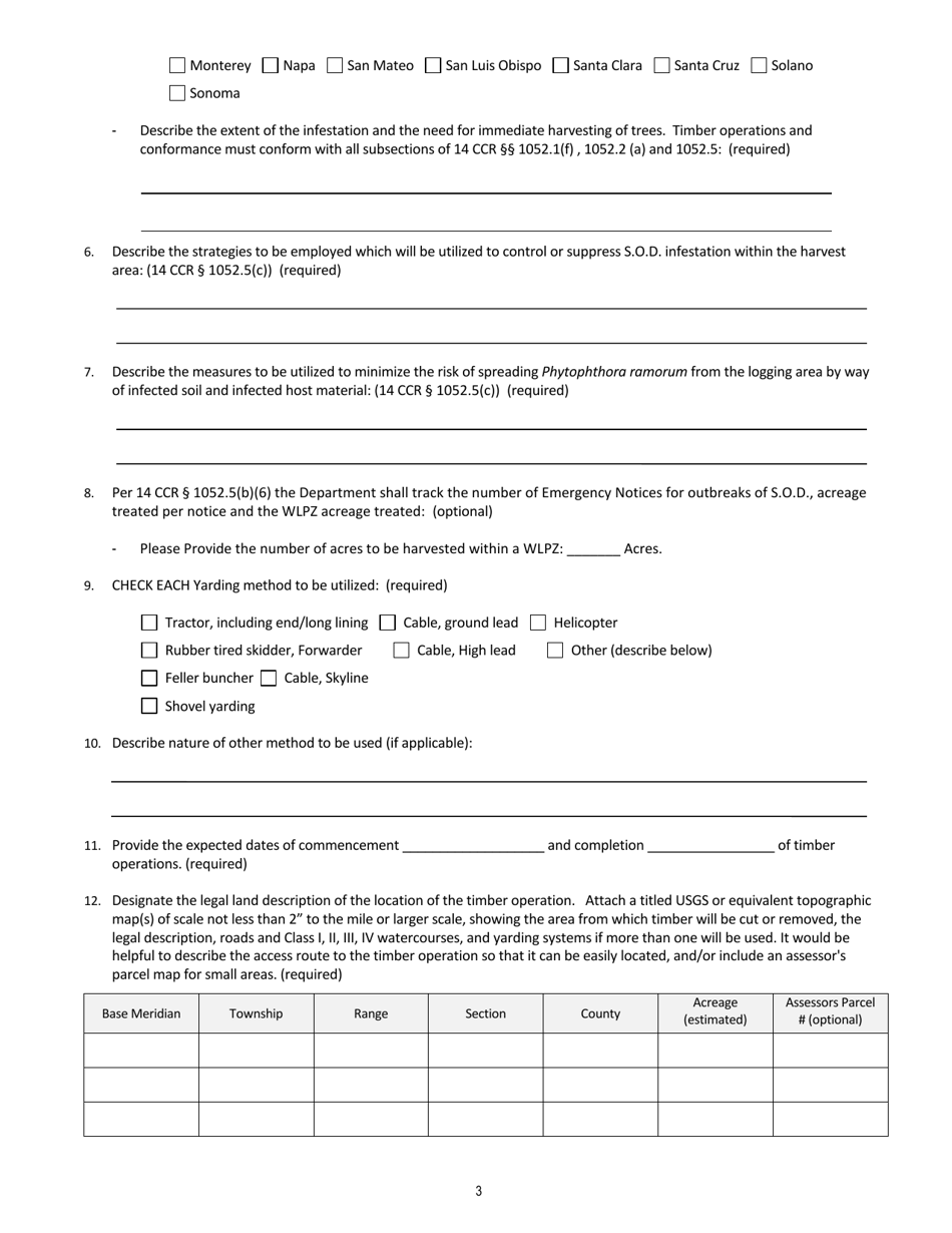 Notice of Emergency Timber Operations - Sudden Oak Death Disease - California, Page 3