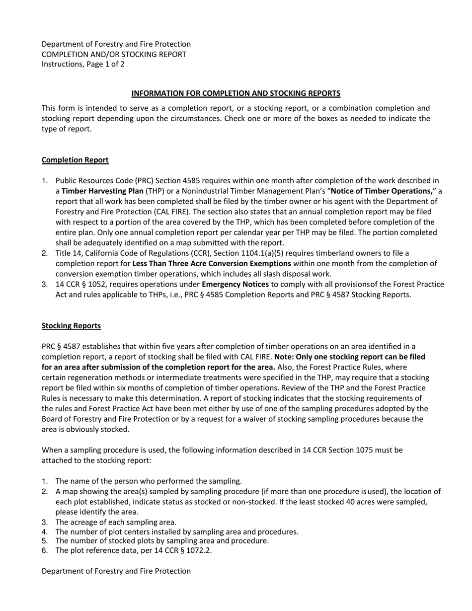 Form RM-71 Timber Operations Work Completion and / or Stocking Report - California, Page 4