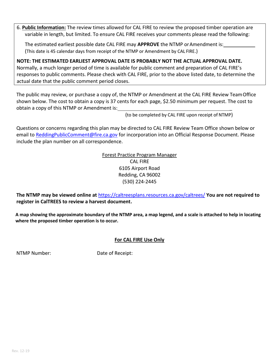 Notice of Preparation to Harvest Timber - Redding Review Team Office - California, Page 2