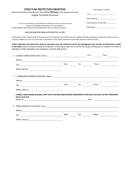 Document preview: Form RM-73 (1038C) Structure Protection Exemption - Removal of Fire Hazard Trees From 0 to 150 Feet of an Approved and Legally Permitted Structure - California