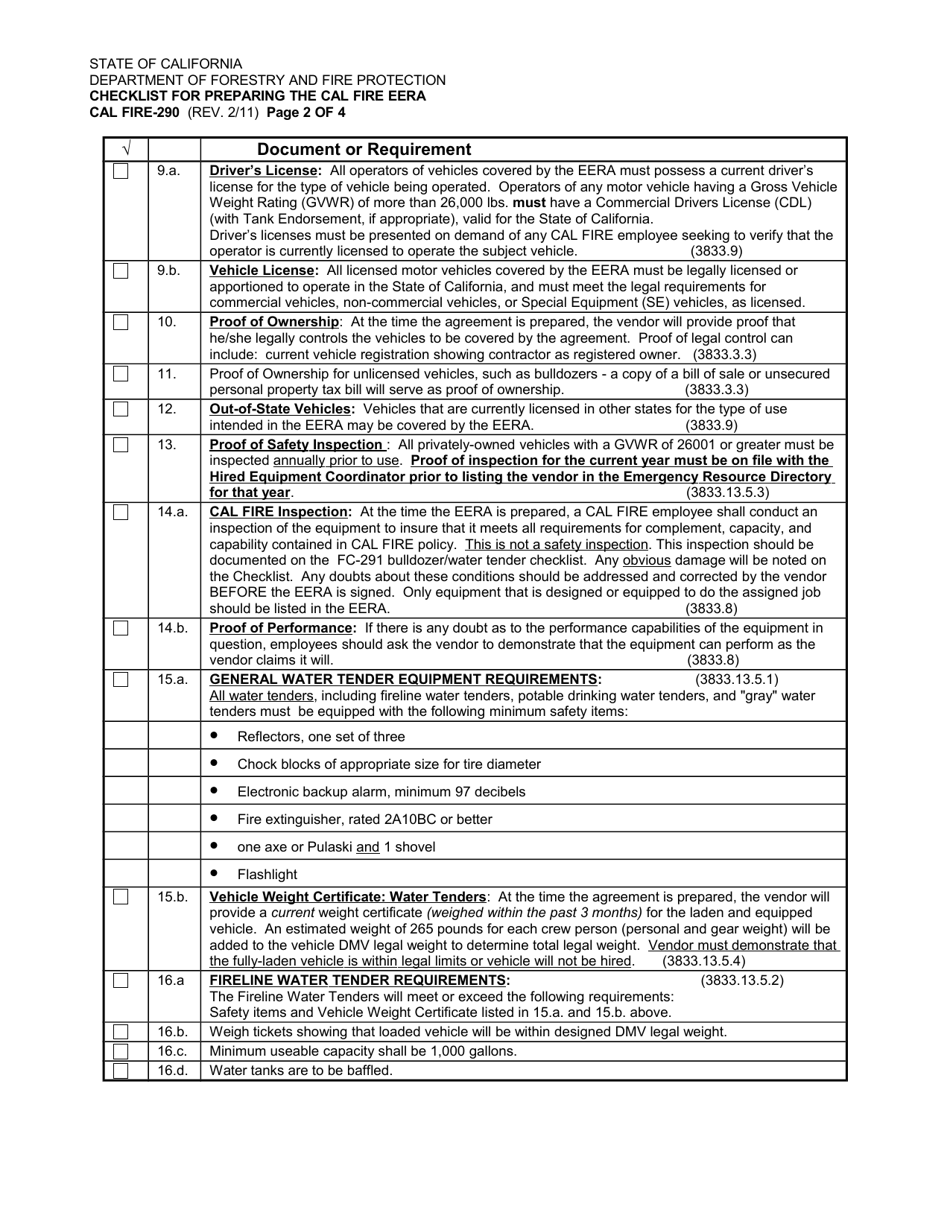 Form CAL FIRE-290 - Fill Out, Sign Online and Download Printable PDF ...