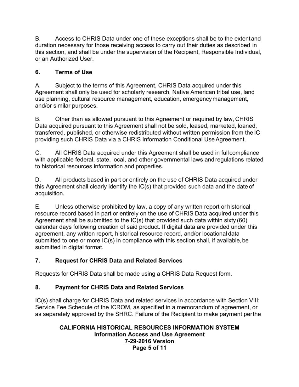 Information Access and Use Agreement - California, Page 5