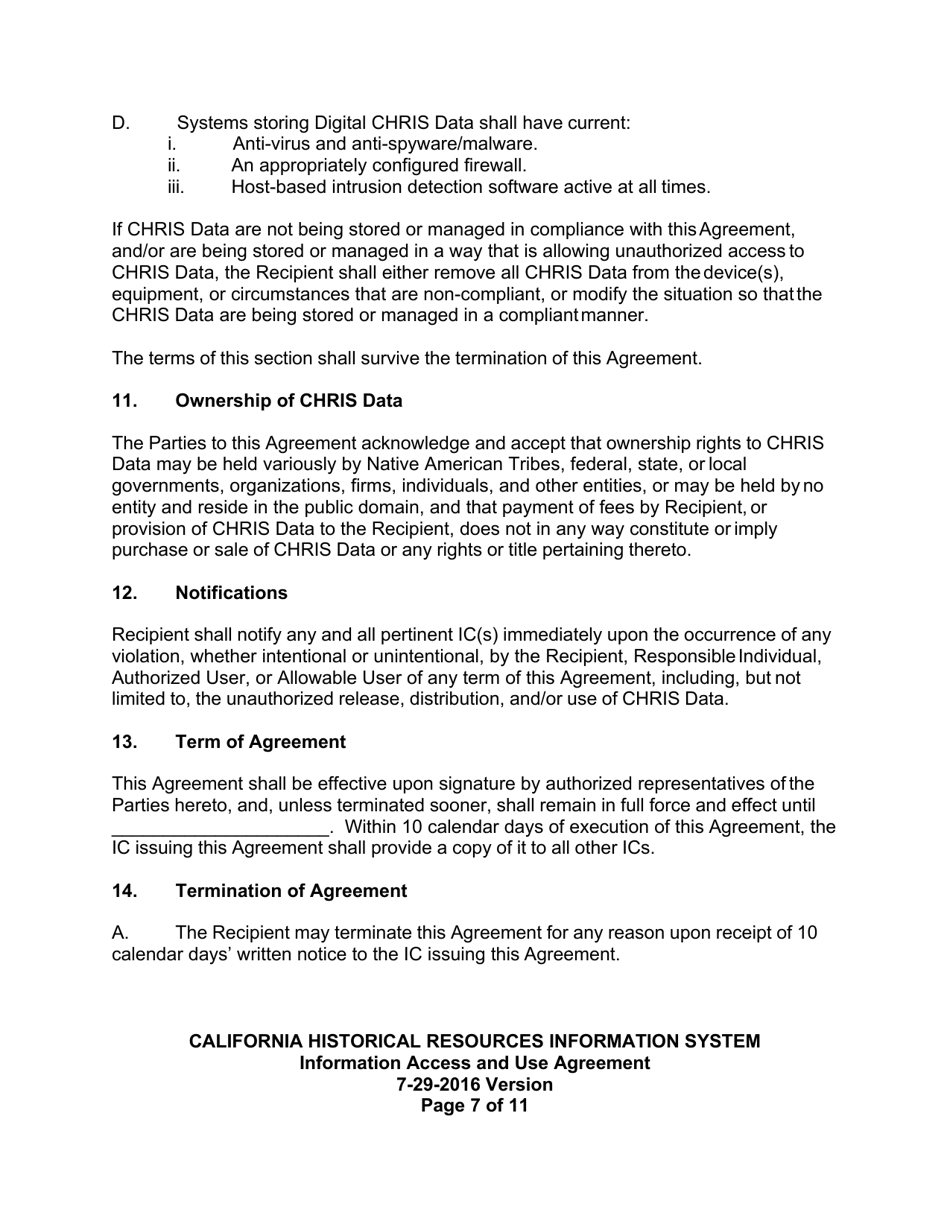 Information Access and Use Agreement - California, Page 7