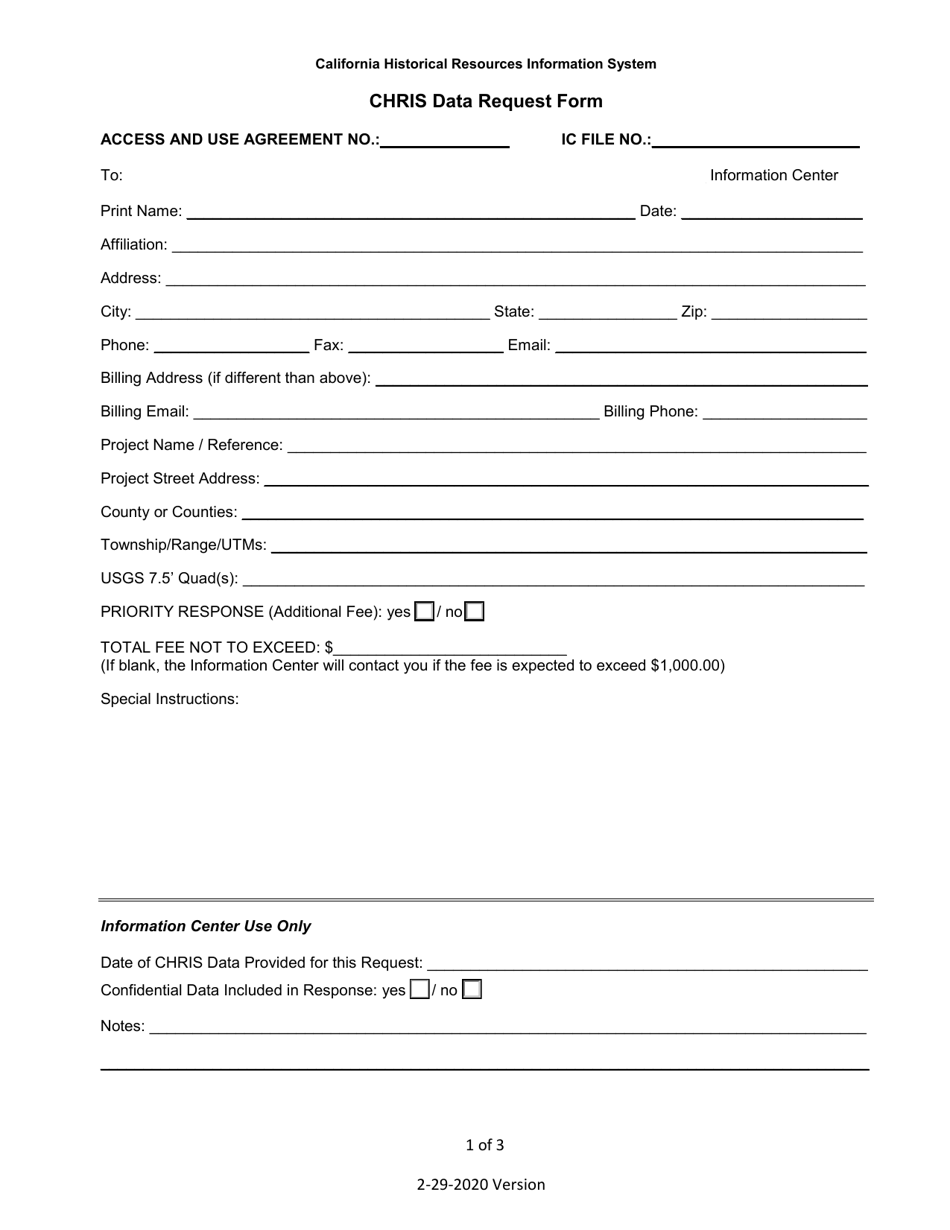 Chris Data Request Form - California, Page 1
