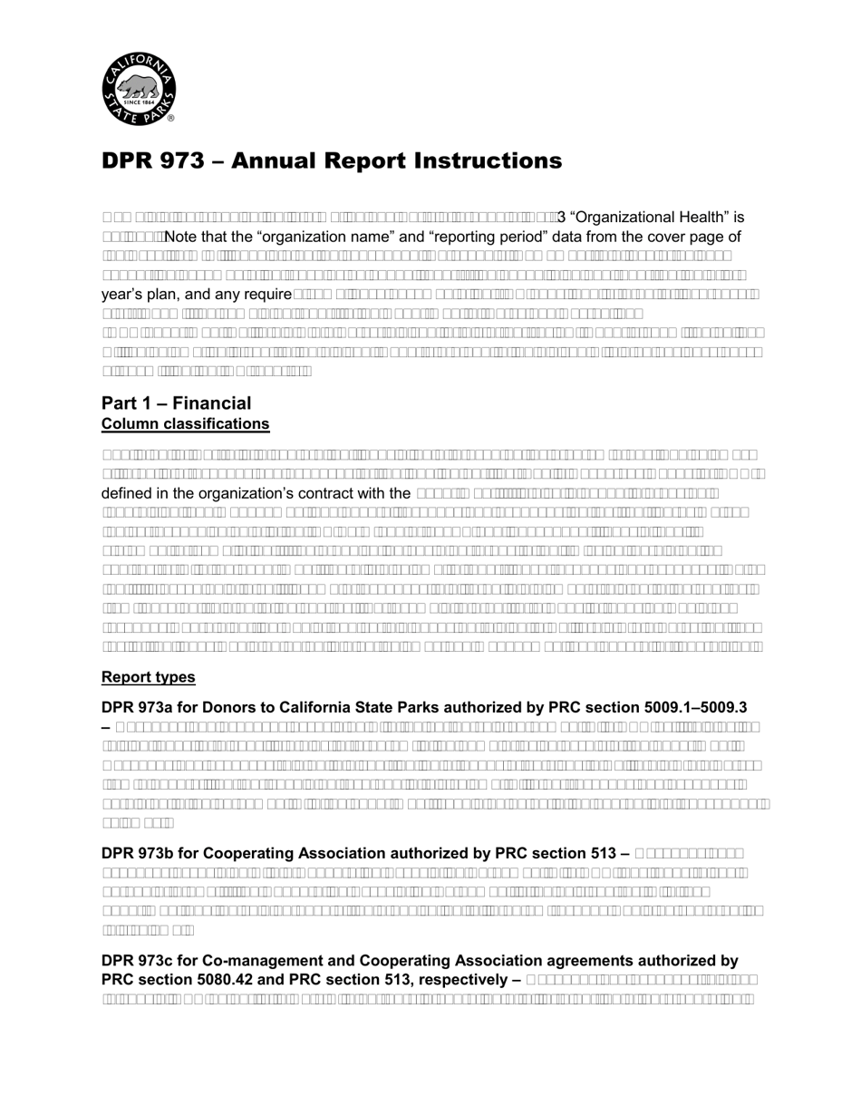 Instructions for Form DPR973 Nonprofit Annual Report Form - California, Page 1