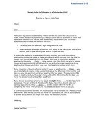 Attachment 6-15 &quot;Letter to Relocatee in a Substandard Unit&quot; - Connecticut