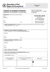 Document preview: Form BUS-004 Change of Business Address Domestic or Foreign - All Entities - Connecticut