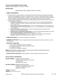 Form BUS-002 Application for Reservation of Name Domestic and Foreign - All Entities - Connecticut, Page 2