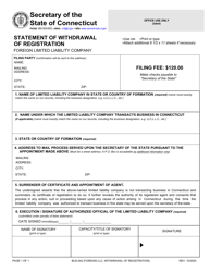 Form BUS-042 &quot;Statement of Withdrawal of Registration - Foreign Limited Liability Company&quot; - Connecticut