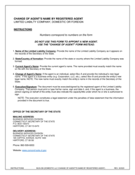 Form BUS-038 Change of Agent Name by Registered Agent - Limited Liability Company - Domestic or Foreign - Connecticut, Page 2