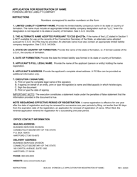 Form BUS-032 Application for Registration of Name - Foreign Limited Liability Company - Connecticut, Page 2