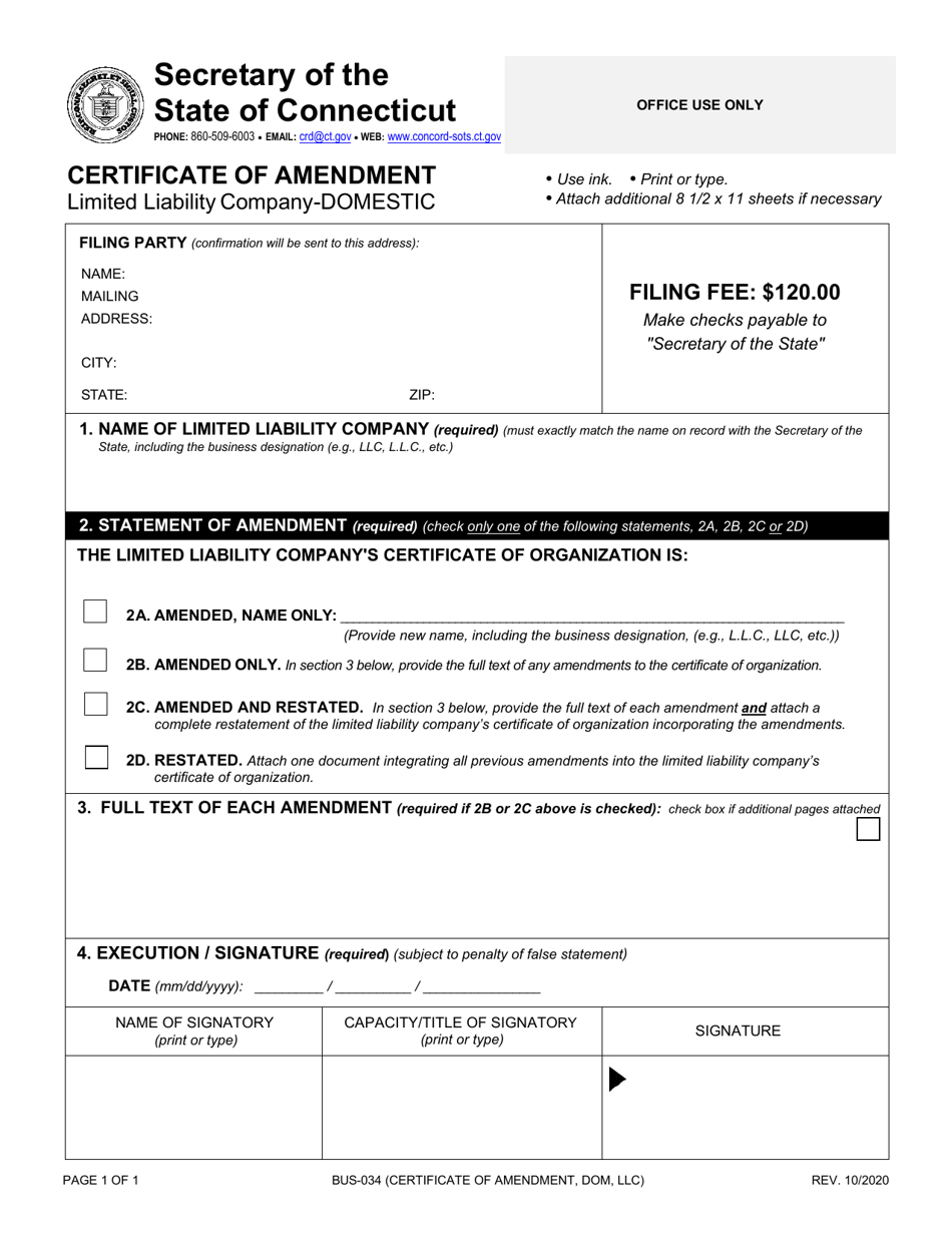 Form BUS-034 - Fill Out, Sign Online and Download Fillable PDF ...