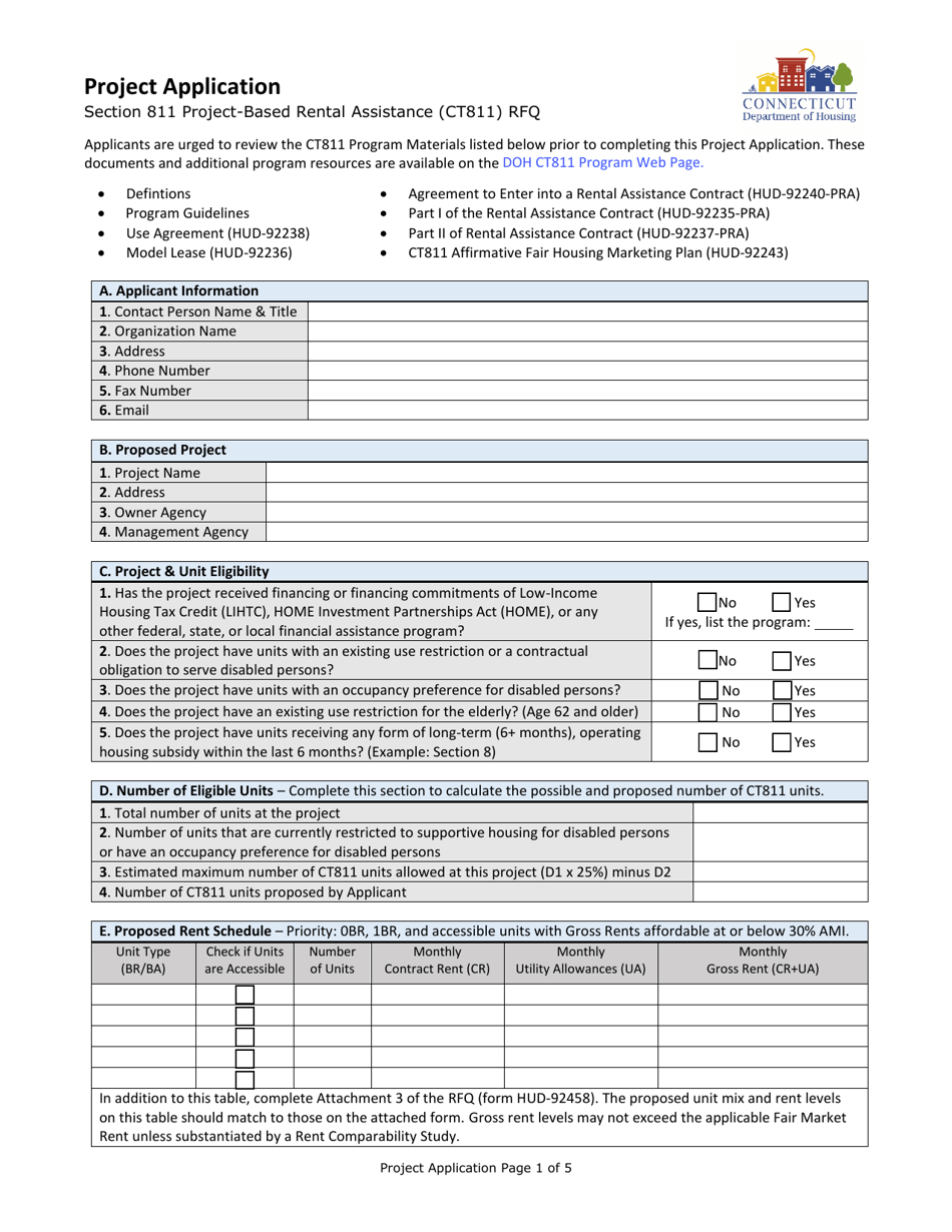 Project Application - Section 811 Project-Based Rental Assistance (Ct811) Rfq - Connecticut, Page 1