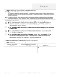 Form BUS-018 Certificate of Amendment - Stock Corporation - Connecticut, Page 2