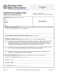 Form BUS-017 &quot;Certificate of Dissolution - Nonstock Corporation&quot; - Connecticut