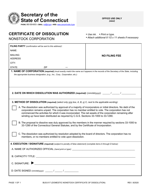 Form BUS-017  Printable Pdf