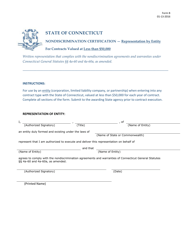 Form B Nondiscrimination Certification - Representation by Entity - Connecticut