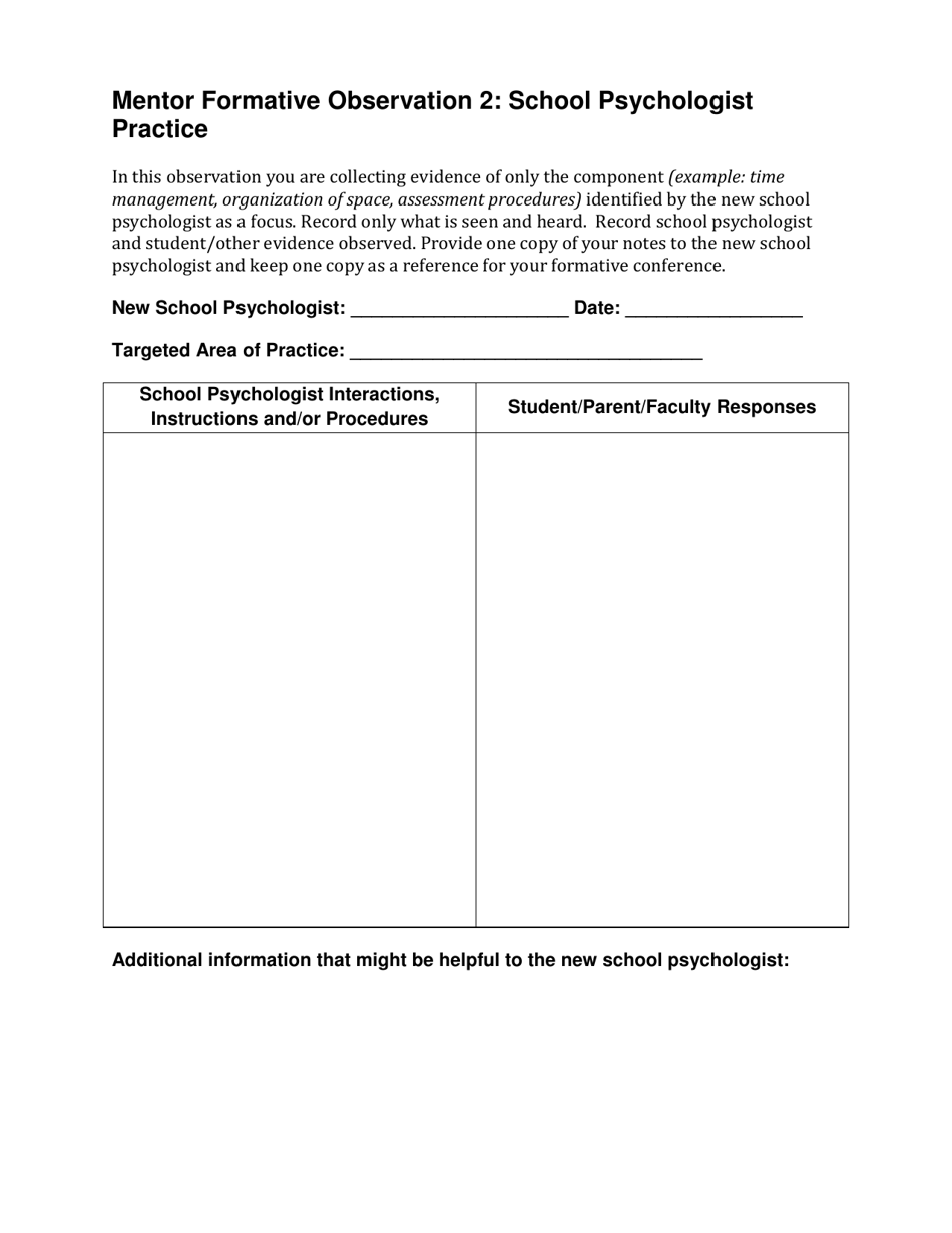 Mentor Formative Observation 2: School Psychologist Practice - Delaware, Page 1