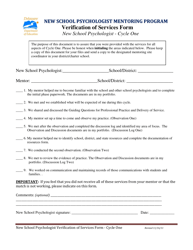 &quot;Verification of Services Form - New School Psychologist - Cycle One&quot; - Delaware