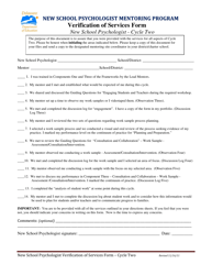 &quot;Verification of Services Form - New School Psychologist - Cycle Two&quot; - Delaware