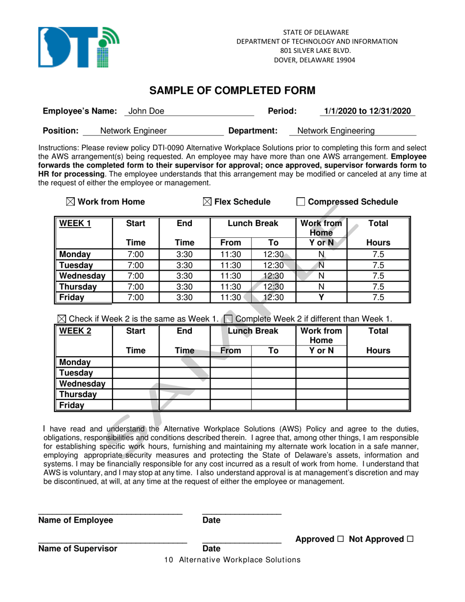 Alternative Workplace Solutions Acknowledgement Form - Delaware, Page 10