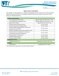 &quot;New Hire Checklist - Contractor&quot; - Delaware